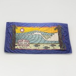 Vintage Ron John Surf Shop Beach Towel 90s Blanket Cocoa Beach Cotton 54" x 28"